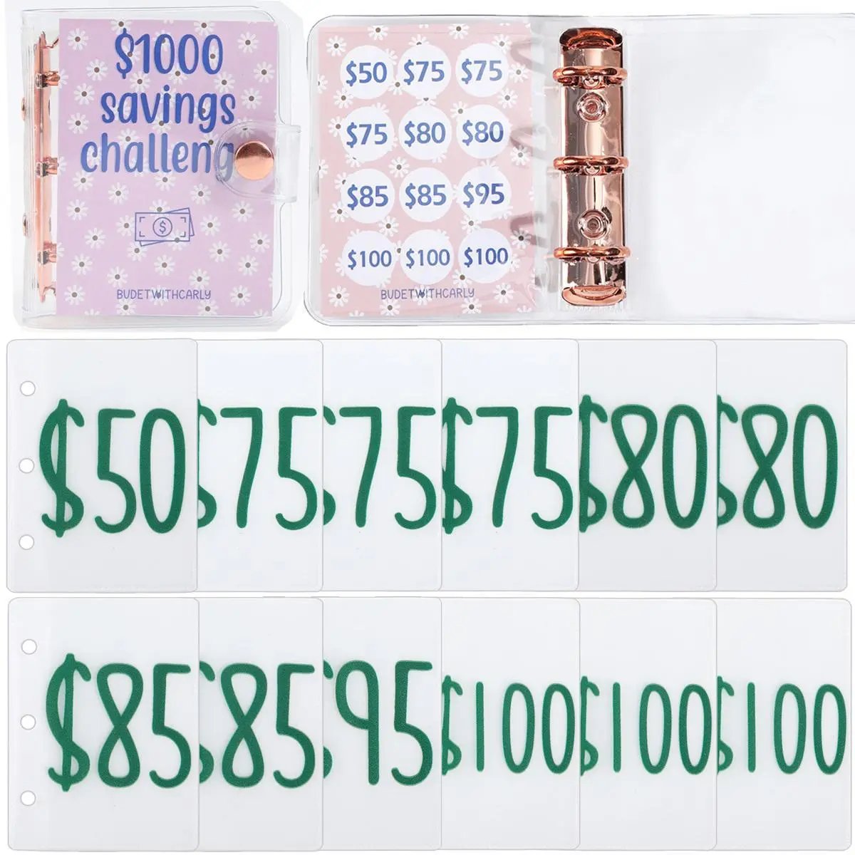 💰$1,000 Savings Challenge Binder – Budget Planner & Cash Stuffing System
