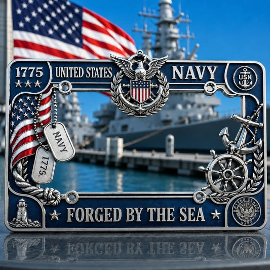🔥 Last Day 49% OFF - U.S. Navy “Forged By The Sea” License Plate Frame ⚓
