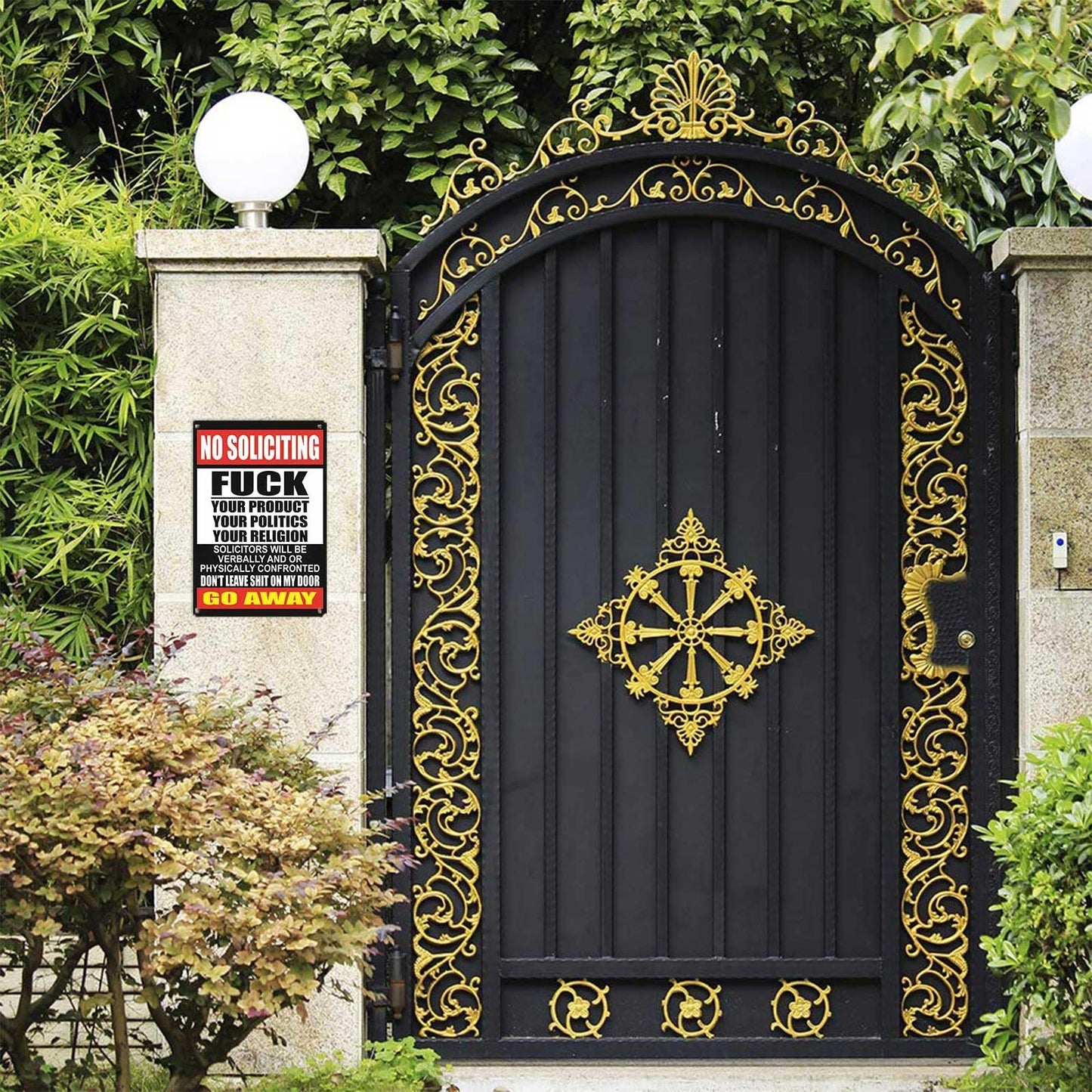 RECLAIM YOUR PEACE: Ultra-Firm "NO SOLICITING" Metal Sign