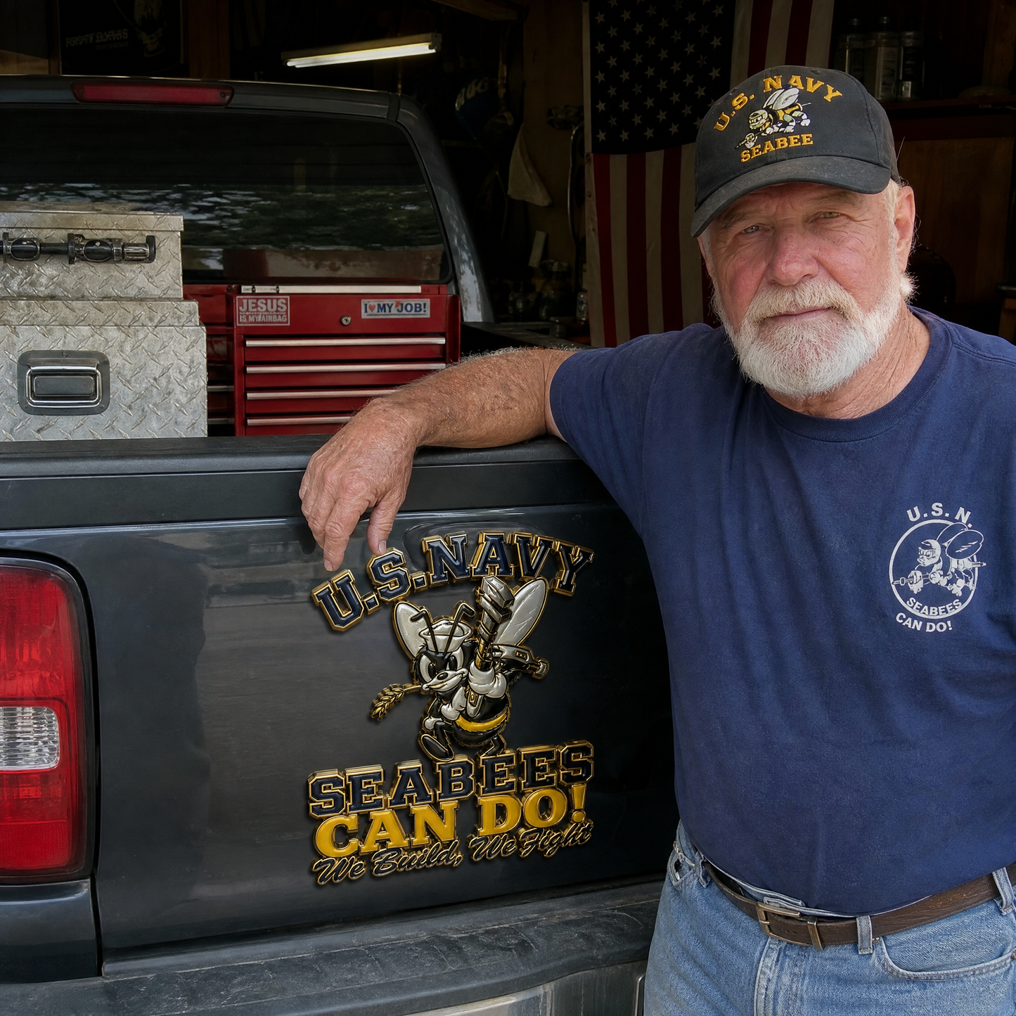 🐝 Last Day Promo: 49% OFF 🛠️U.S. Navy Seabees Veteran Pride CAN DO! Metal Car Emblem