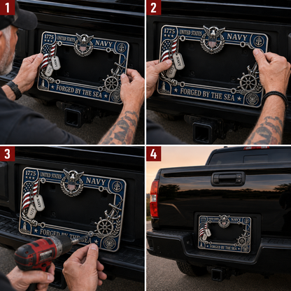 🔥 Last Day 49% OFF - U.S. Navy “Forged By The Sea” License Plate Frame ⚓