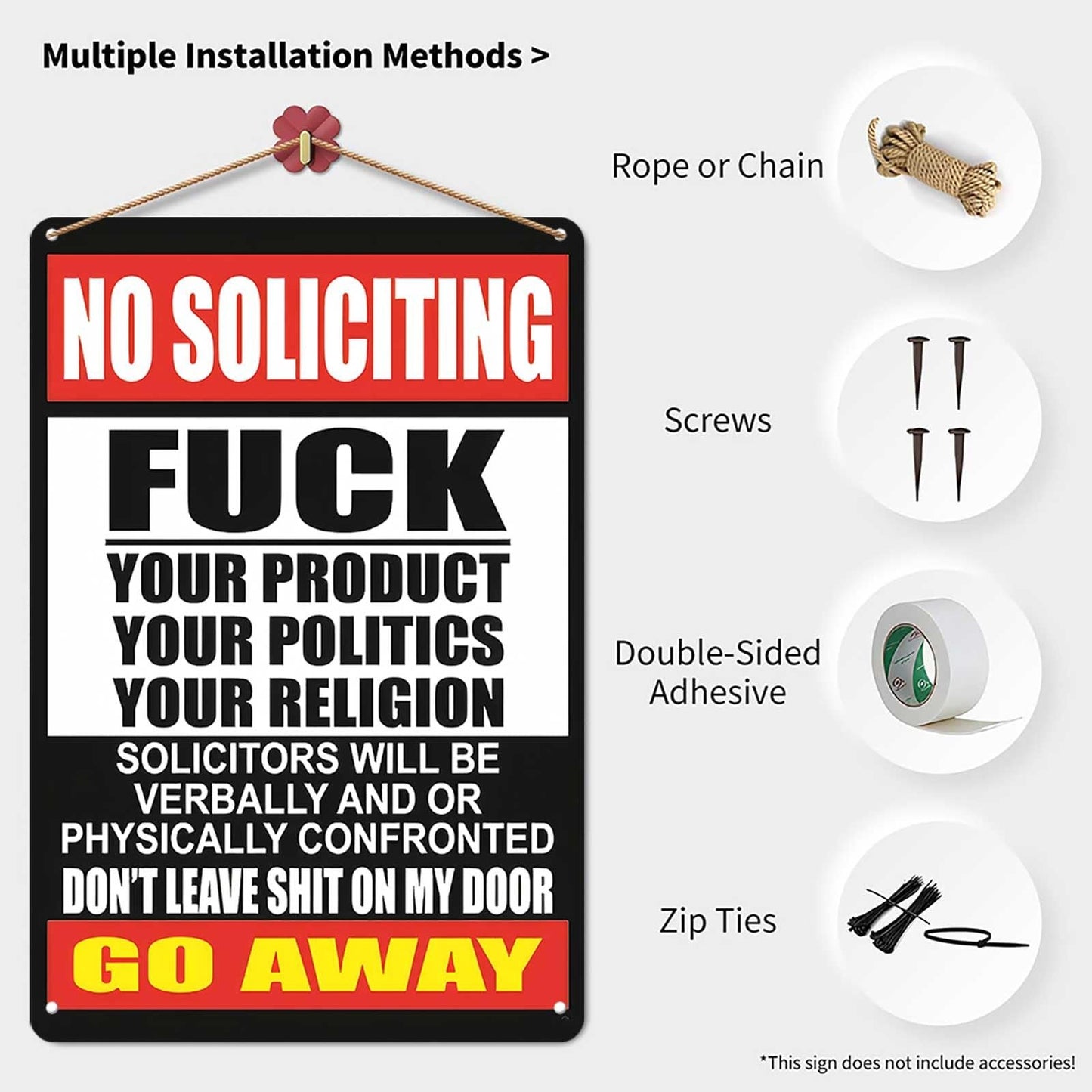 RECLAIM YOUR PEACE: Ultra-Firm "NO SOLICITING" Metal Sign