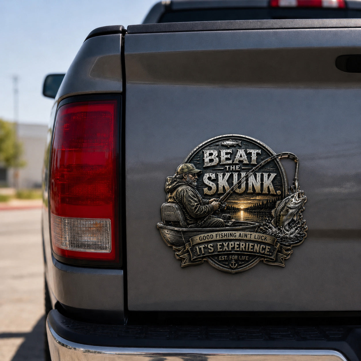 🎣 “BEAT SKUNK” Premium 3D Metal Vehicle Emblem Badge