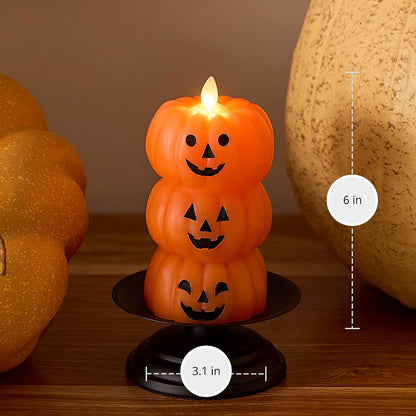 🎃 Stacked Jack-o’-Lantern Flameless LED Candle