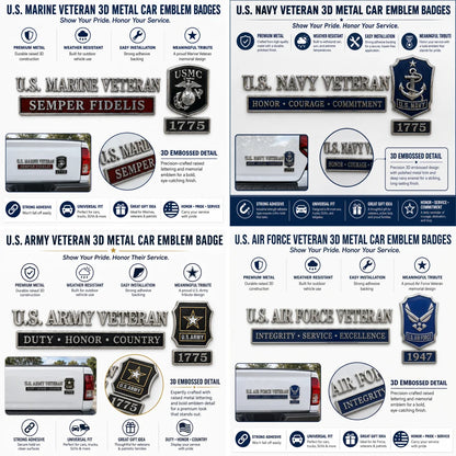 🇺🇸 Last Day Promo: 49% OFF -🎖️U.S. Military Veteran Car Emblem Metal Badge Collection