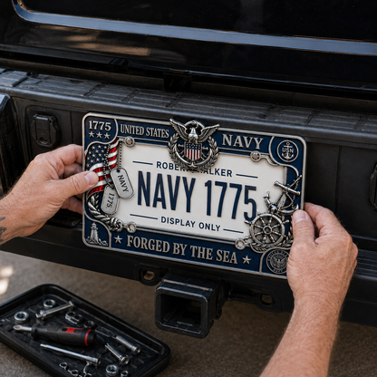 🔥 Last Day 49% OFF - U.S. Navy “Forged By The Sea” License Plate Frame ⚓