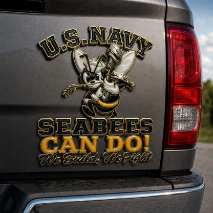 🐝 Last Day Promo: 49% OFF 🛠️U.S. Navy Seabees Veteran Pride CAN DO! Metal Car Emblem