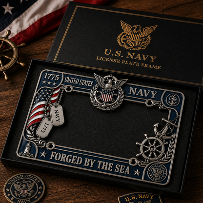 🔥 Last Day 49% OFF - U.S. Navy “Forged By The Sea” License Plate Frame ⚓