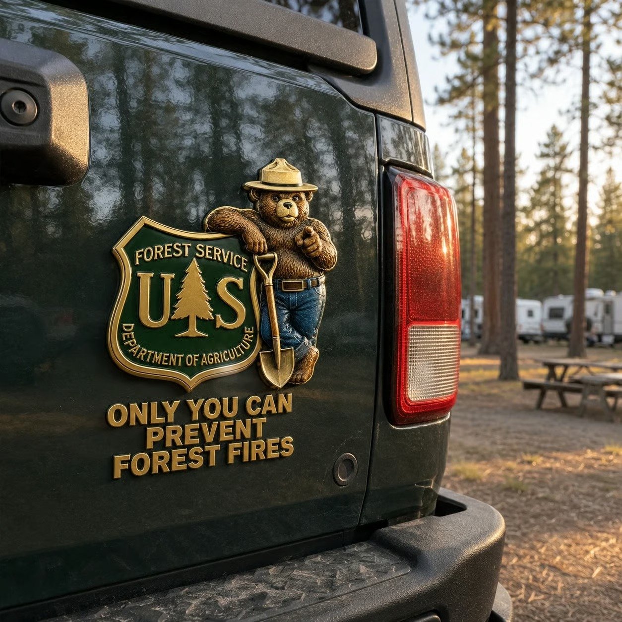 🔥HOT SALE 49% OFF🐻🚗USFS Bear Only You Can Prevent Wildfires Car Emblem Metal Badge🌲✨