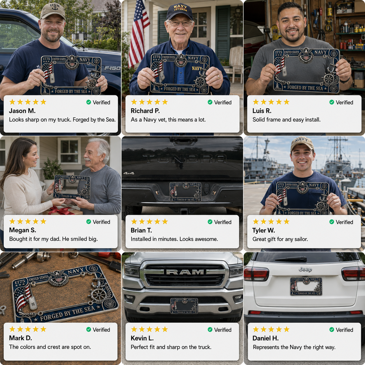 🔥 Last Day 49% OFF - U.S. Navy “Forged By The Sea” License Plate Frame ⚓