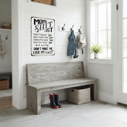 “Mom's Shit List” Funny Metal Wall Sign