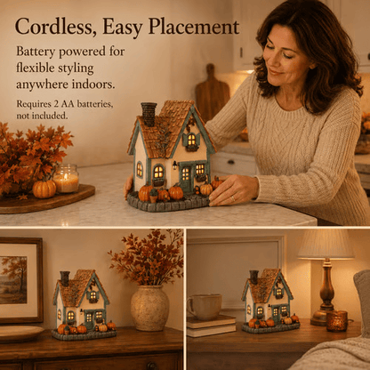 🔥Exclusive Limited Item🍂Vintage Light Up Pumpkin Cottage Halloween Ornament