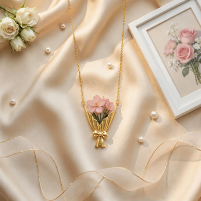 💐Floral Bouquet Necklace - Flower Holder Pendant