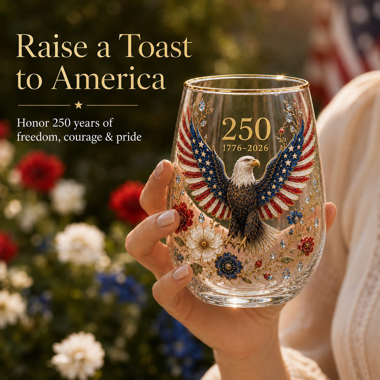 🦅'America 250 Eagle Glass Tumbler