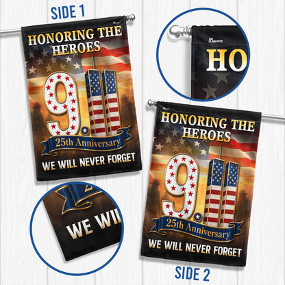 9/11 Patriot Day 25th Anniversary Honoring the Heroes We Will Never Forget Flag