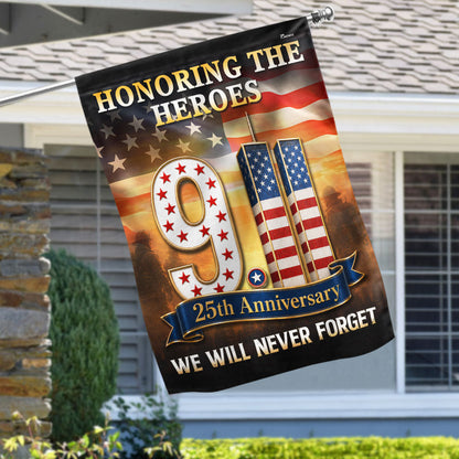 9/11 Patriot Day 25th Anniversary Honoring the Heroes We Will Never Forget Flag