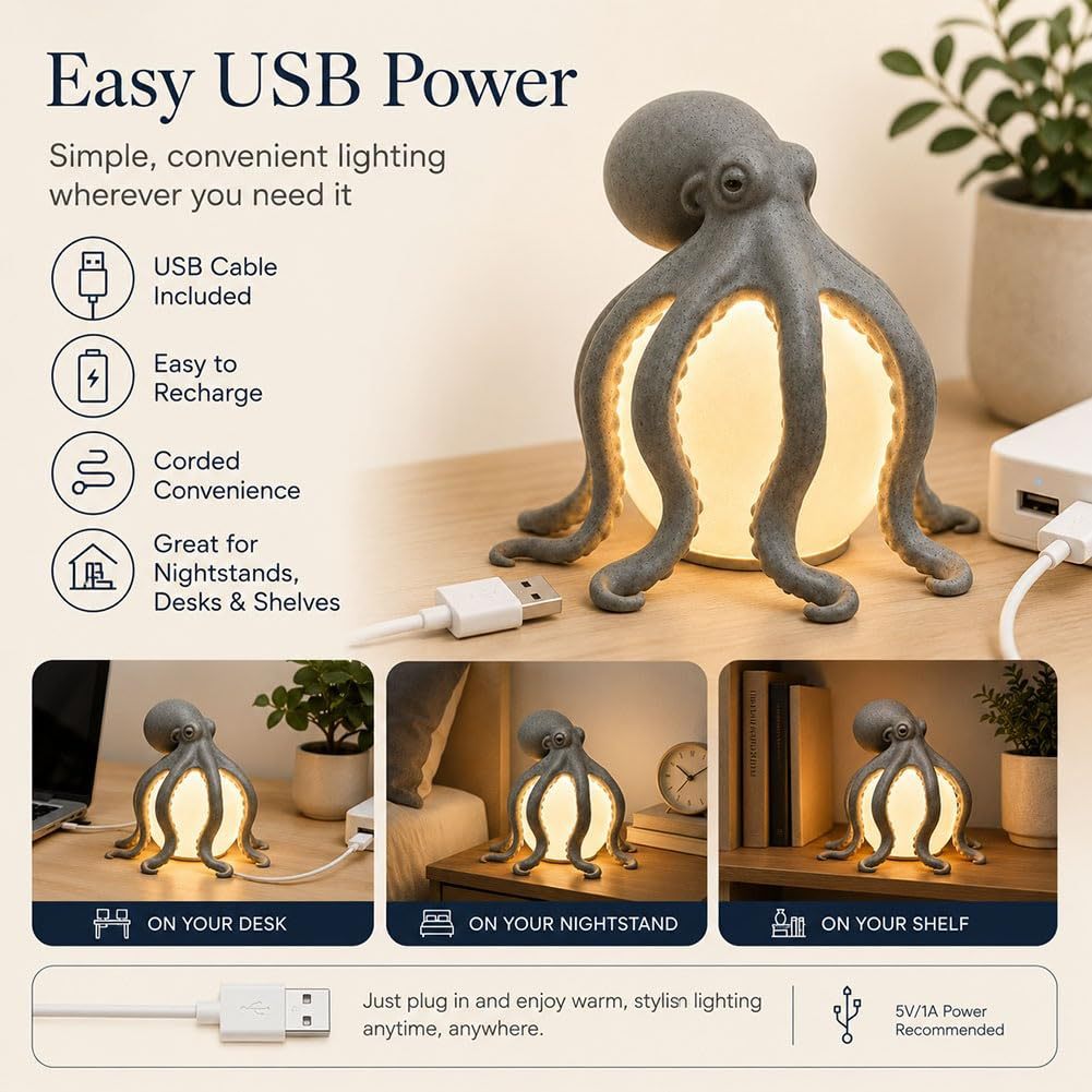 🐙 Octopus-shaped Desk Lamp - A Warm Glow That Feels Alive