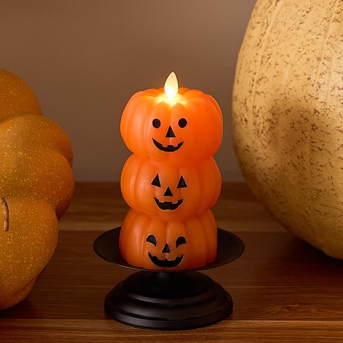 🎃 Stacked Jack-o’-Lantern Flameless LED Candle