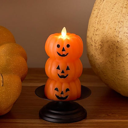 🎃 Stacked Jack-o’-Lantern Flameless LED Candle