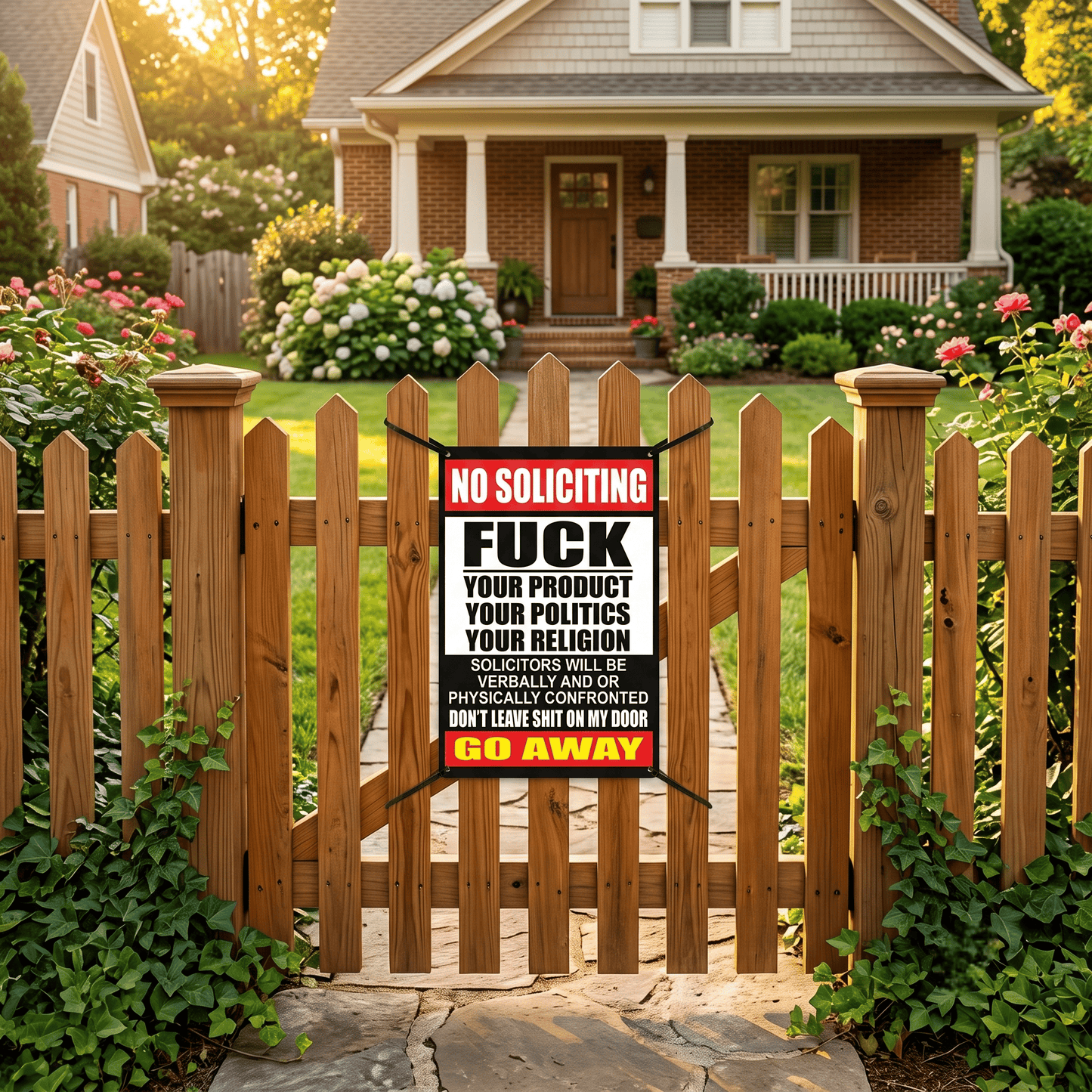 RECLAIM YOUR PEACE: Ultra-Firm "NO SOLICITING" Metal Sign