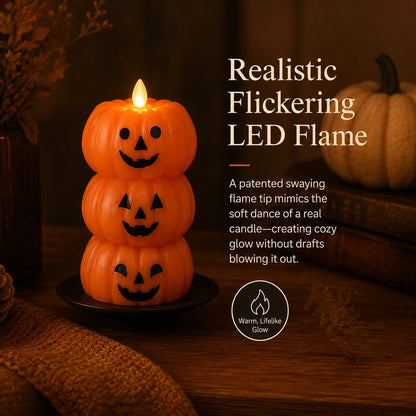 🎃 Stacked Jack-o’-Lantern Flameless LED Candle