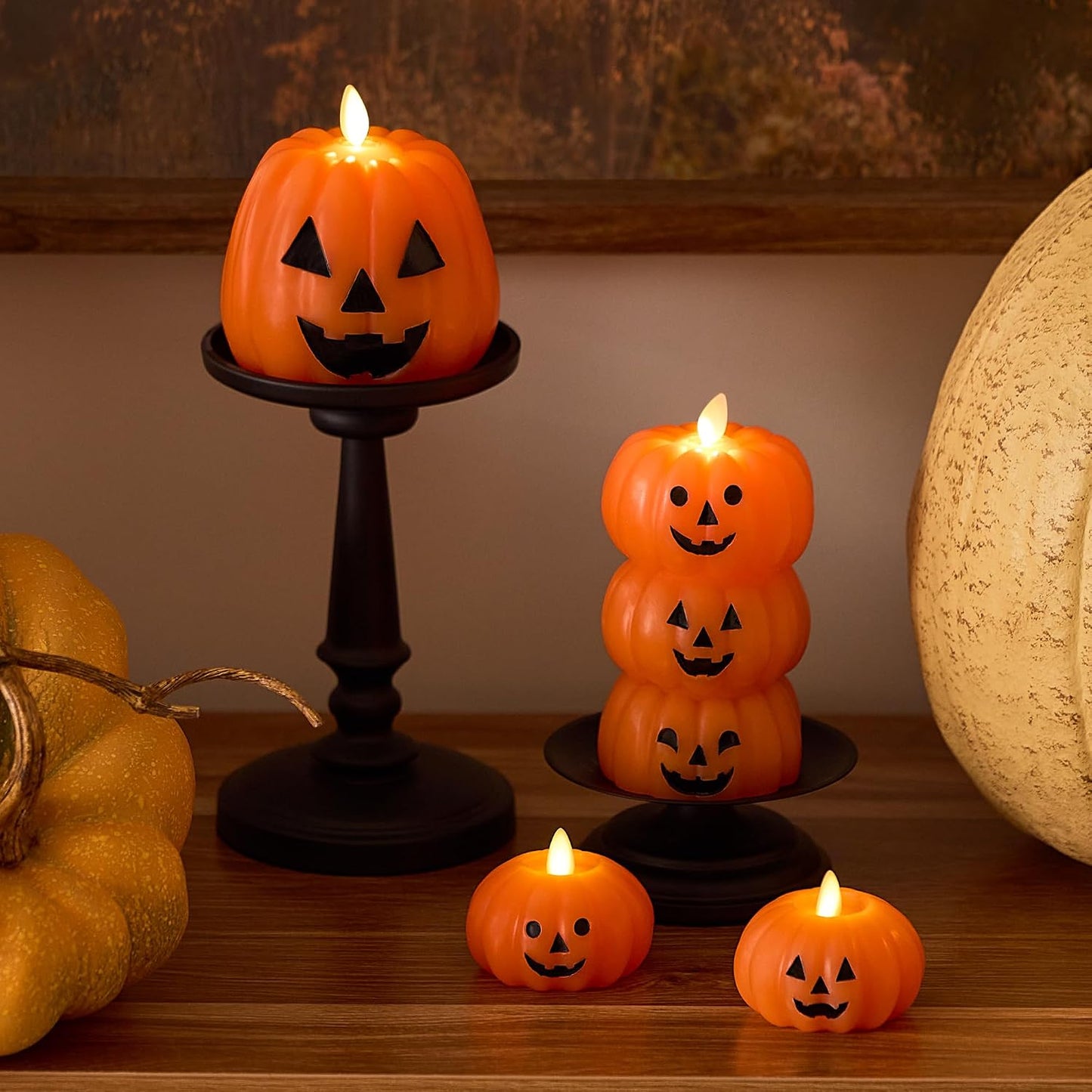 🎃 Stacked Jack-o’-Lantern Flameless LED Candle
