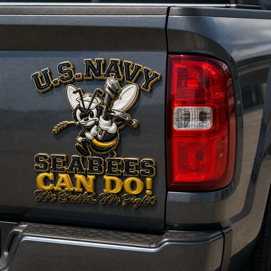 🐝 Last Day Promo: 49% OFF 🛠️U.S. Navy Seabees Veteran Pride CAN DO! Metal Car Emblem