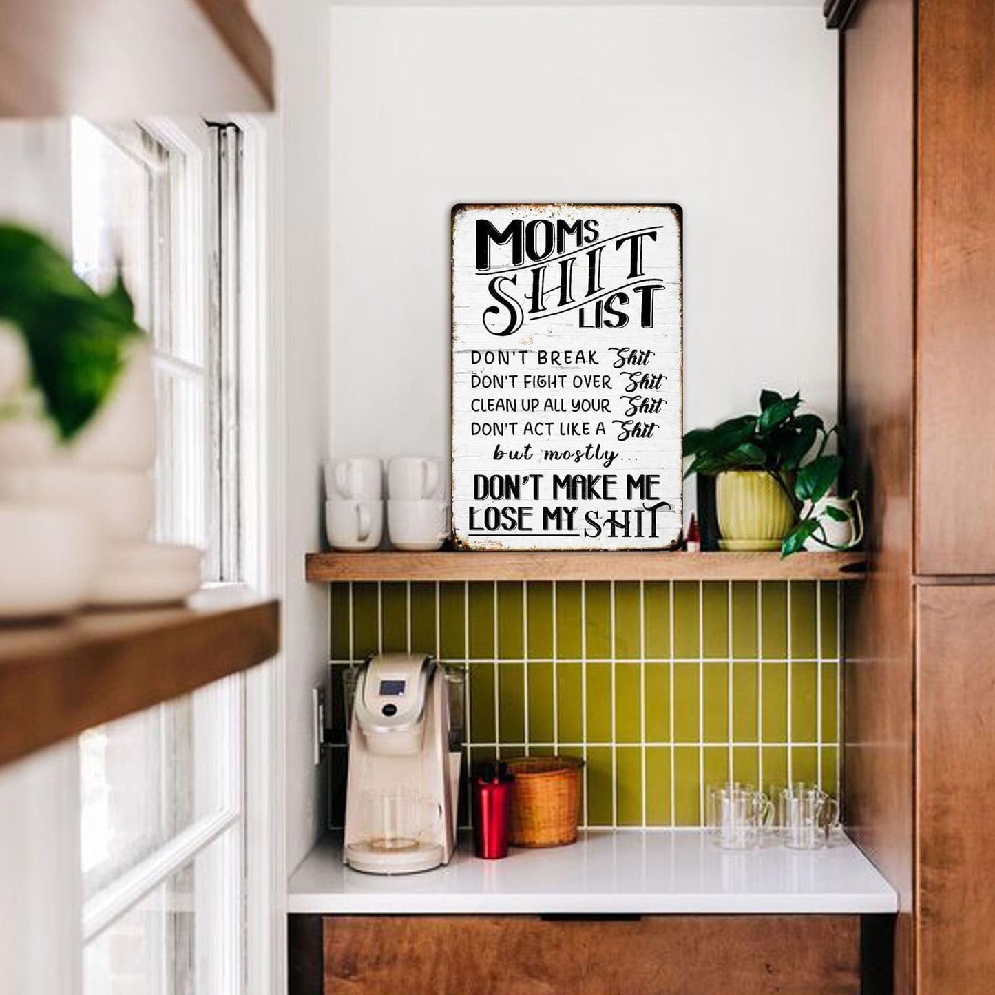 “Mom's Shit List” Funny Metal Wall Sign