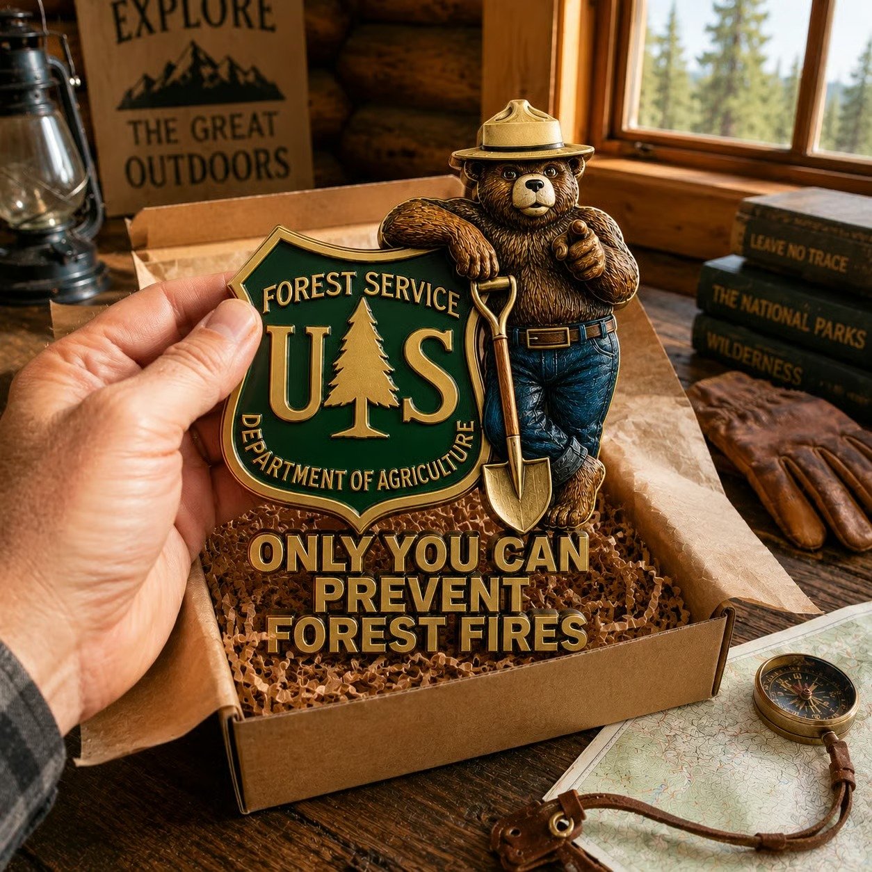 🔥HOT SALE 49% OFF🐻🚗USFS Bear Only You Can Prevent Wildfires Car Emblem Metal Badge🌲✨