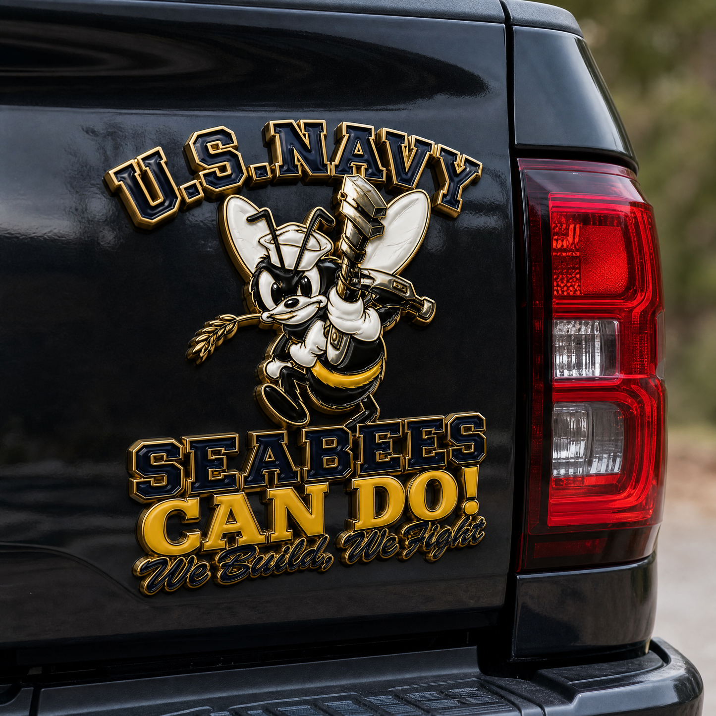 🐝 Last Day Promo: 49% OFF 🛠️U.S. Navy Seabees Veteran Pride CAN DO! Metal Car Emblem