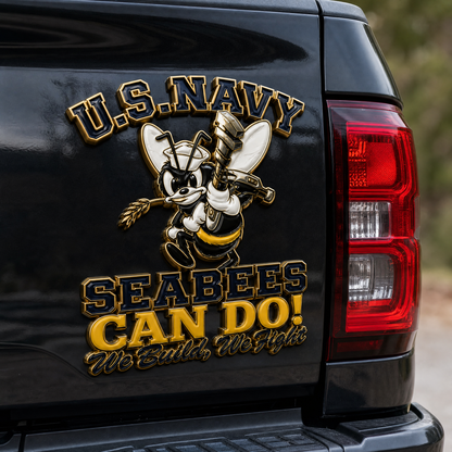 🐝 Last Day Promo: 49% OFF 🛠️U.S. Navy Seabees Veteran Pride CAN DO! Metal Car Emblem