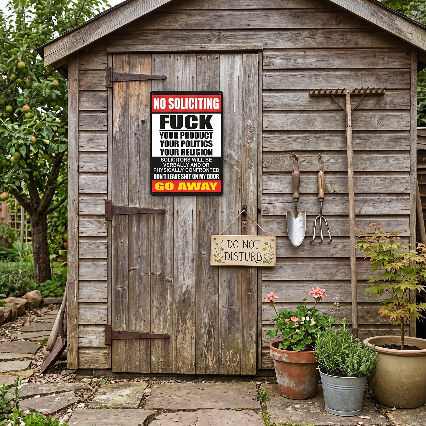 RECLAIM YOUR PEACE: Ultra-Firm "NO SOLICITING" Metal Sign