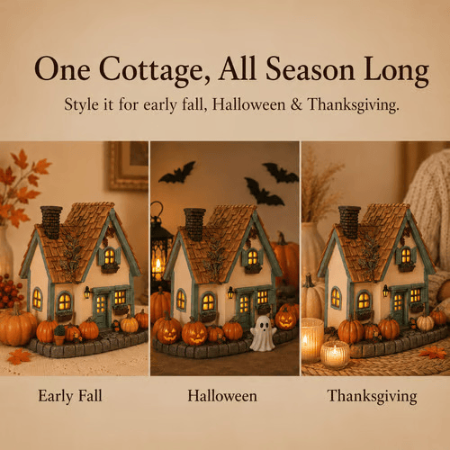🔥Exclusive Limited Item🍂Vintage Light Up Pumpkin Cottage Halloween Ornament