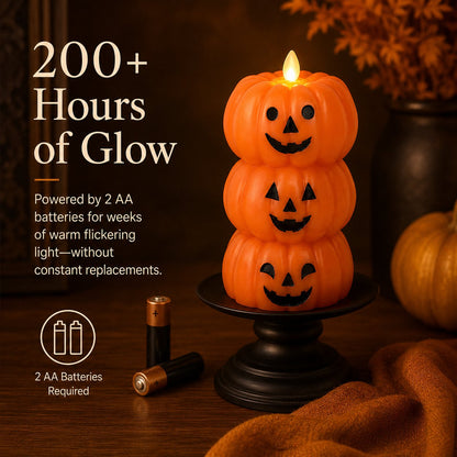 🎃 Stacked Jack-o’-Lantern Flameless LED Candle