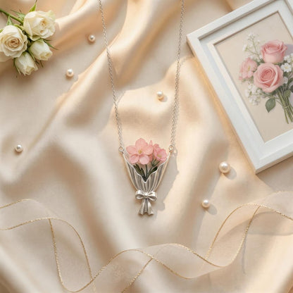 💐Floral Bouquet Necklace - Flower Holder Pendant